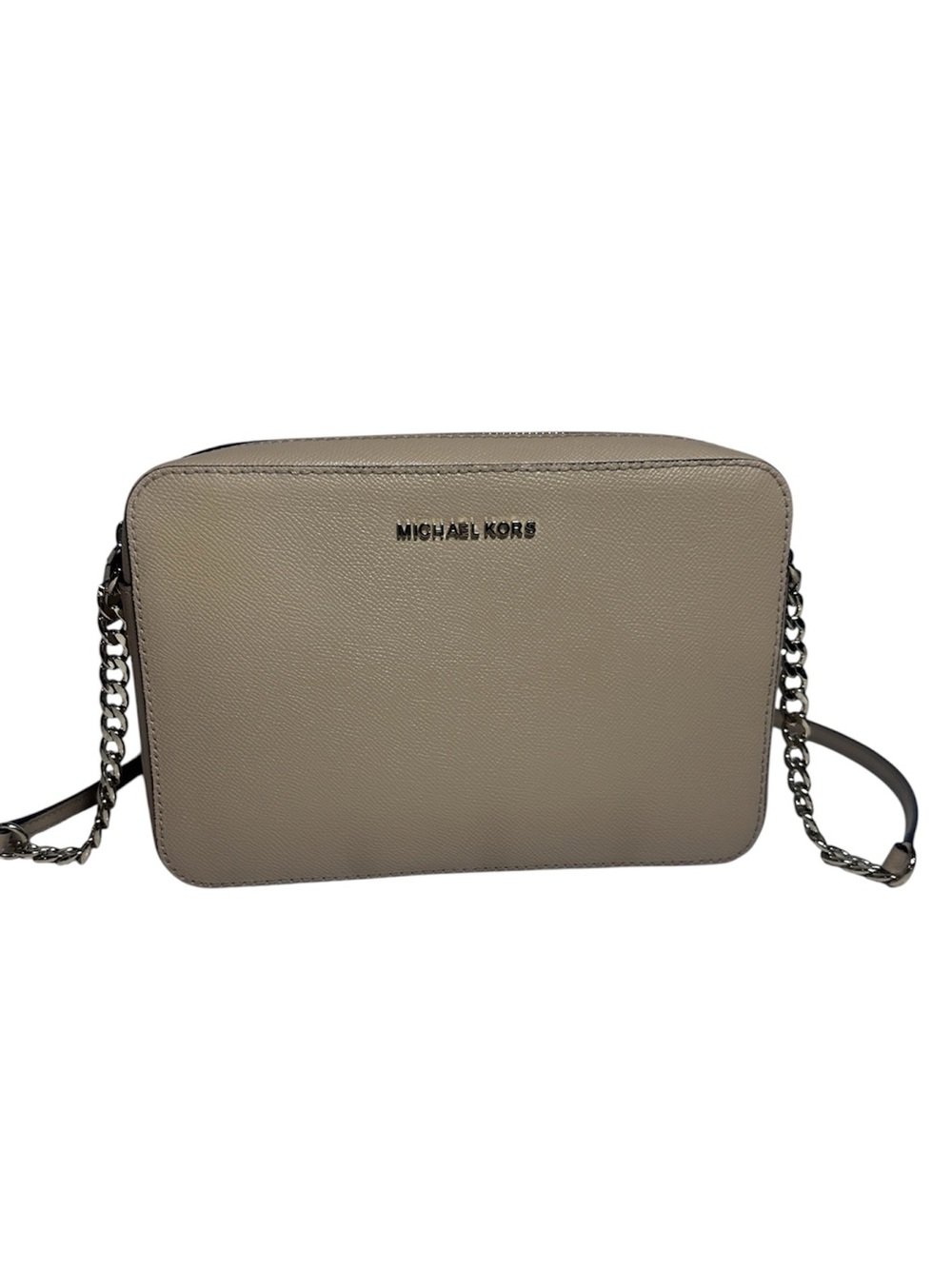 Michael Kors beige Jet Set large East West leather crossbody purse bag